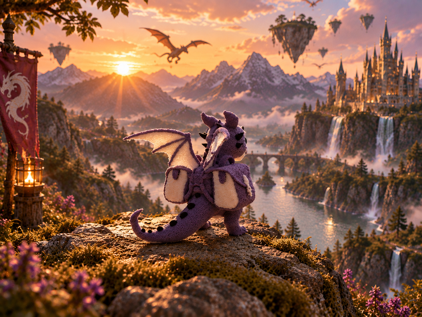 Mini Drache mit Rucksack