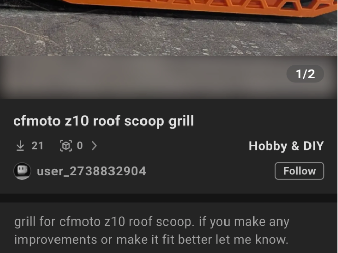 Moto Roof grill 