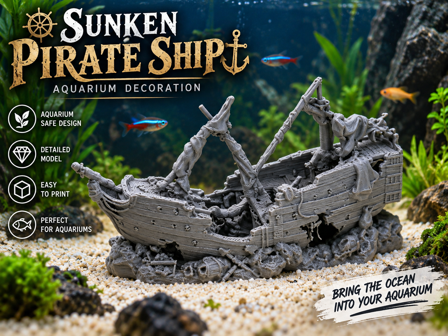 Gesunkenes Piratenschiff – Schiffswrack Deko