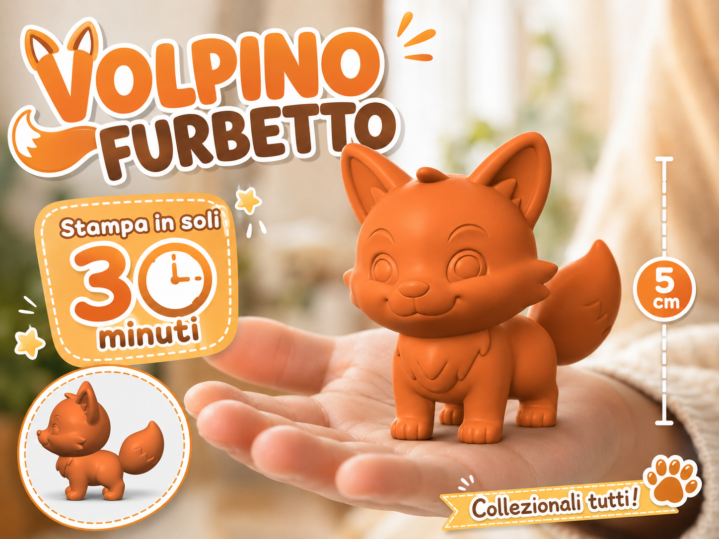 Volpino Furbetto | Mini Animale 3D Collezionabile