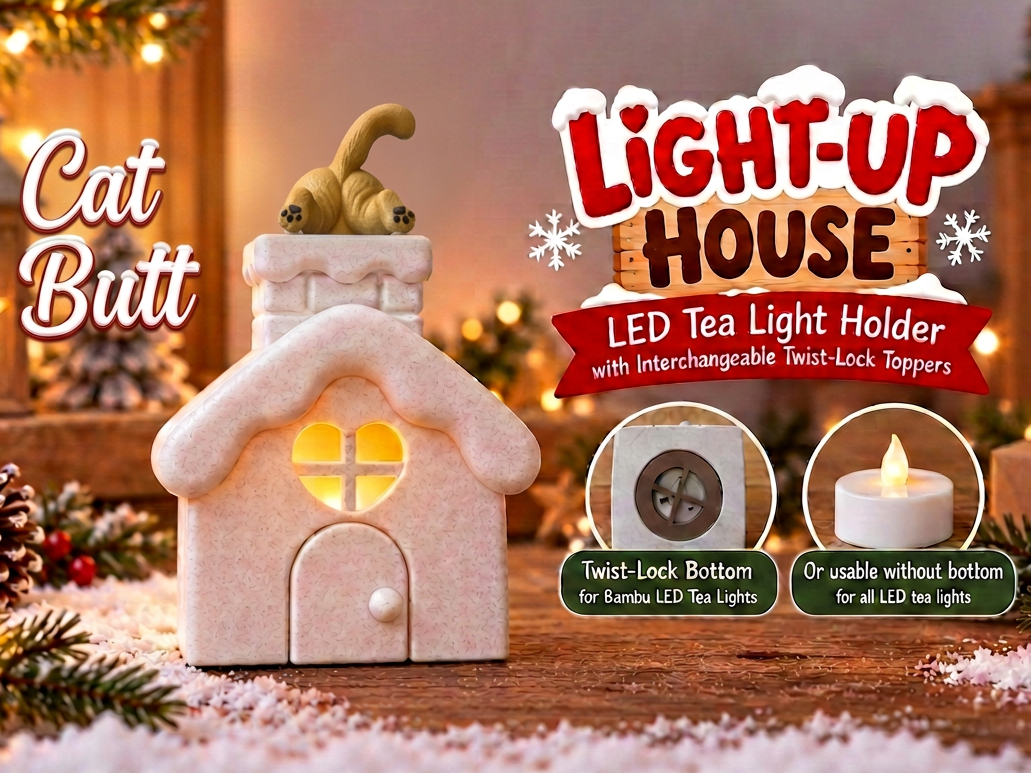 Cat Butt in Chimney Light-Up House
