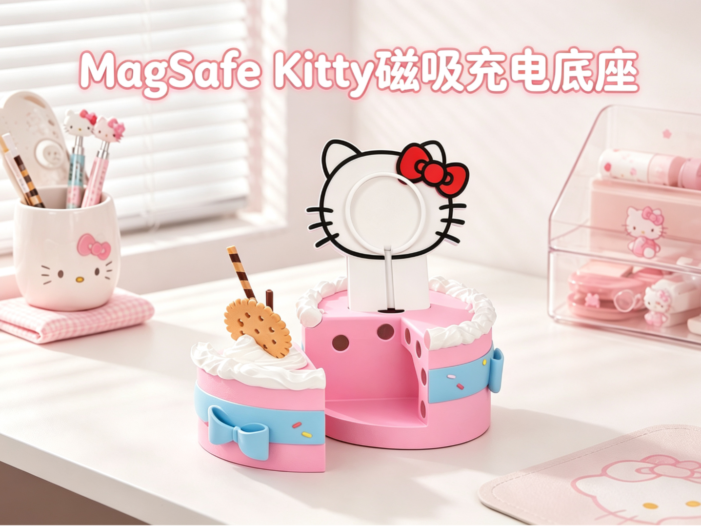 Kitty 奶油蛋糕MagSafe苹果磁吸无线充电底座|手机支架+收纳|Charging Stand