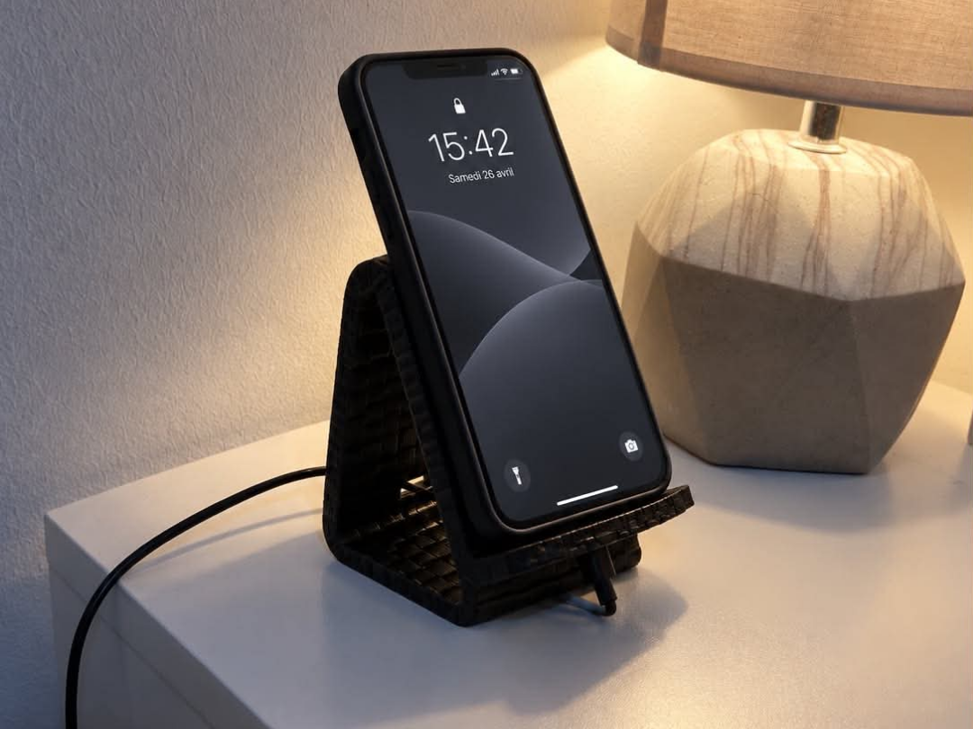 Support téléphone tressé avec passage de câble