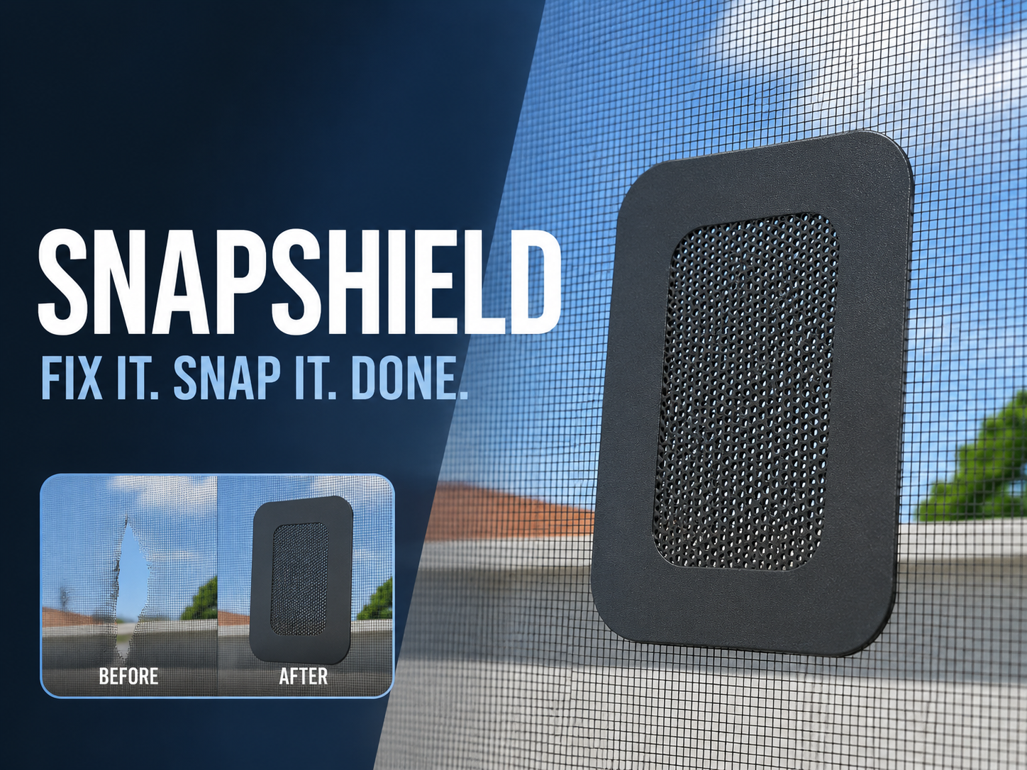 SnapShield–Click-Snap Mosquito Screen Repair Patch