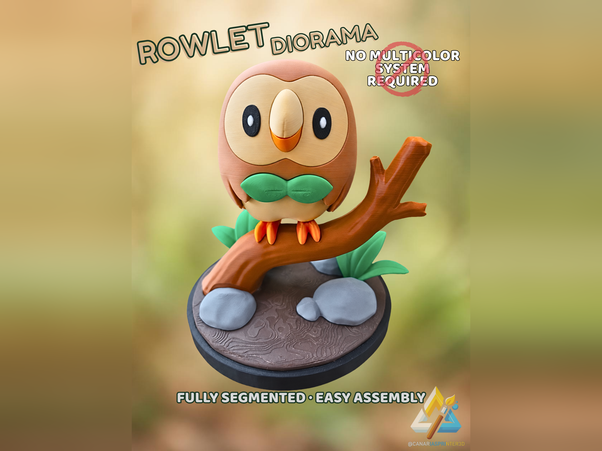 Rowlet Diorama Pokémon 18cm. NO AMS Easy Assembly