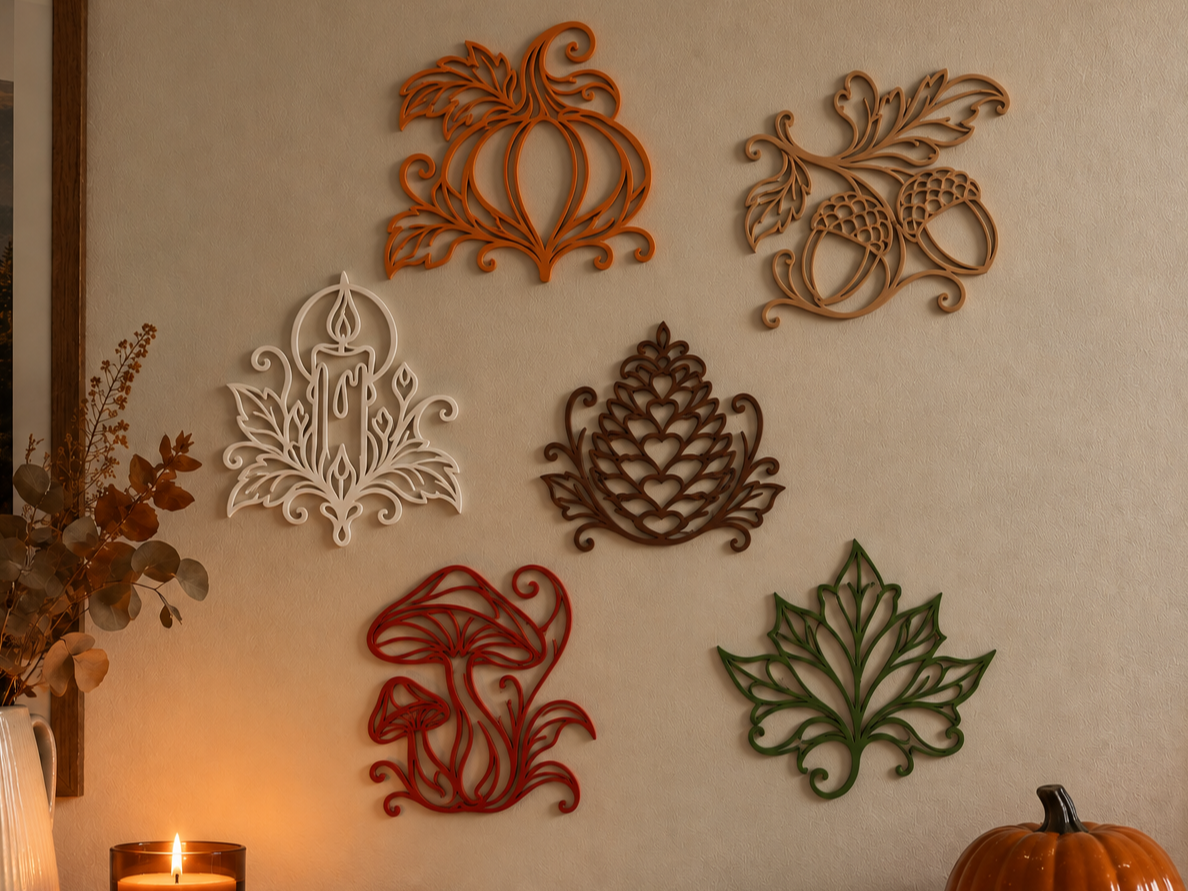 Set de decoración de otoño - One Line Art Nouveau