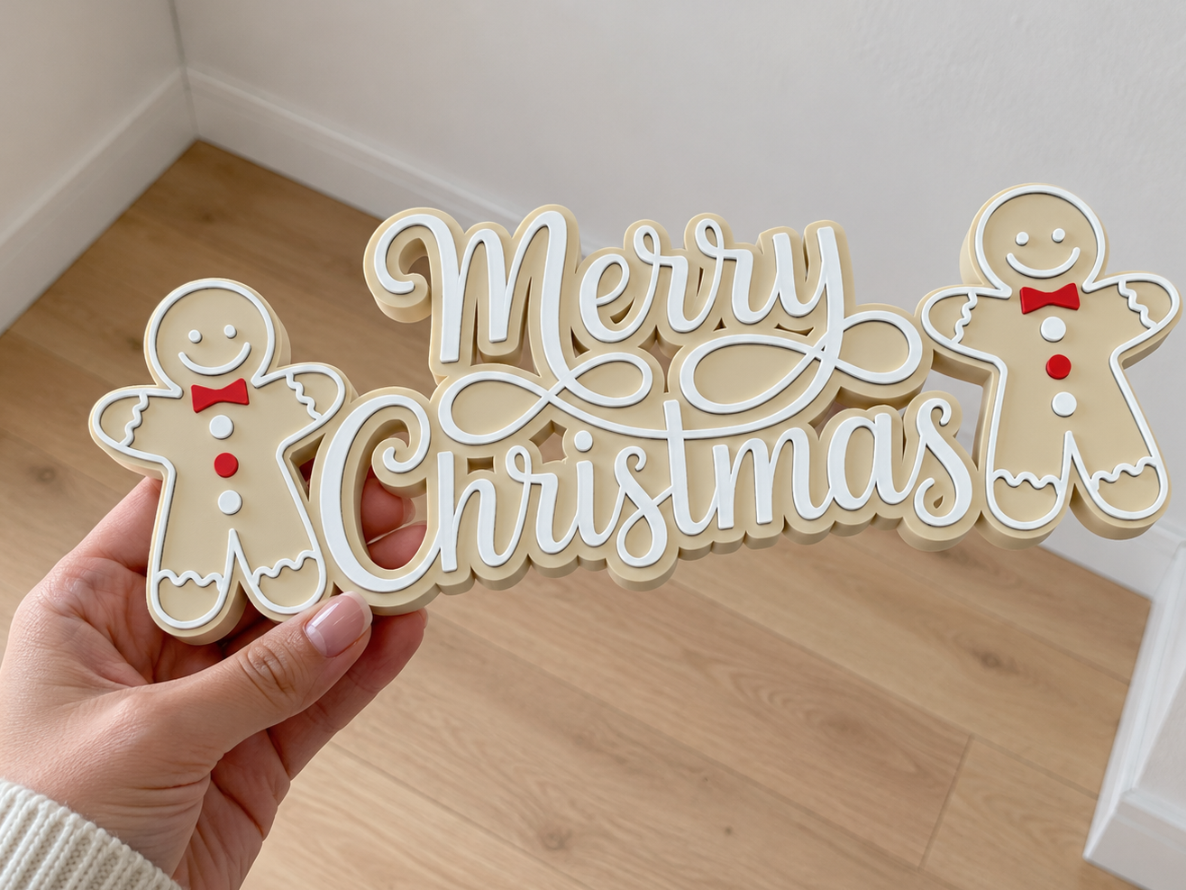Gingerbread Man Merry Christmas Sign Cute Decor