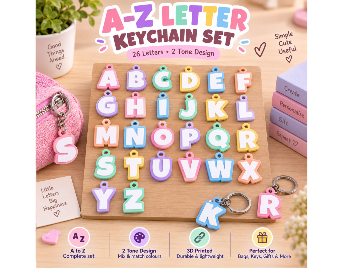 A–Z Letter Keychain Set Chucky Alphabet Charms