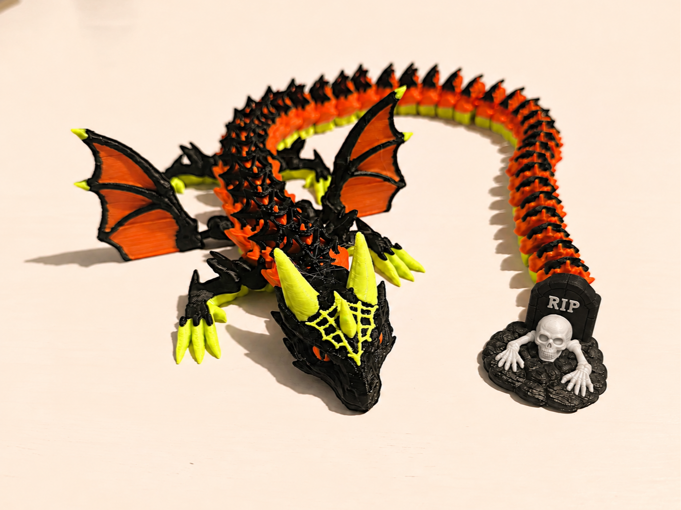 Articulated Halloween skeleton grave dragon