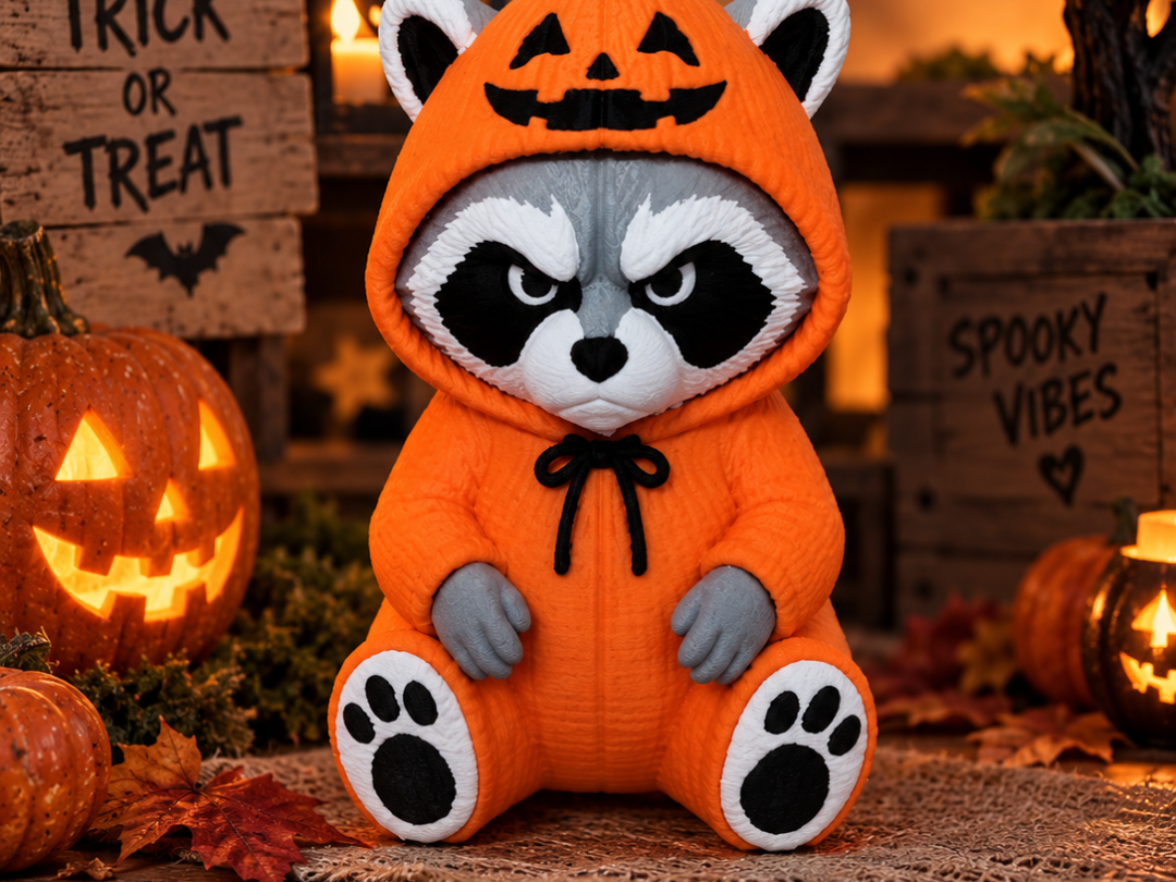 Grumpy Pumpkin Raccoon – Halloween Waschbär