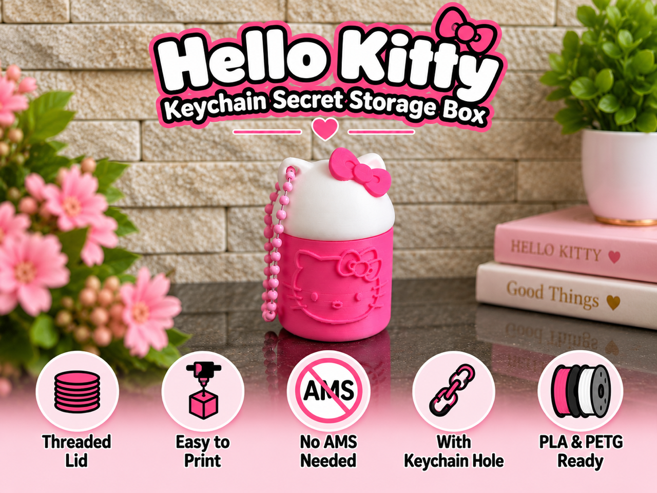 Hello Kitty Little Storage Box with Keychain Hole