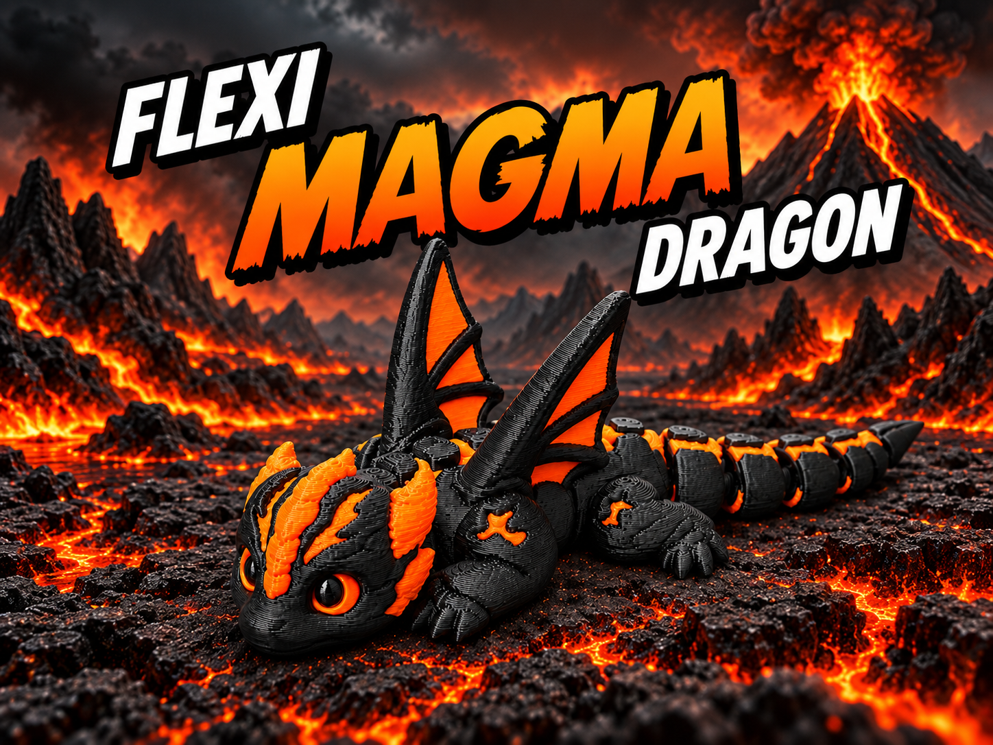 Flexi Magma Dragon, Cute Articulated Model