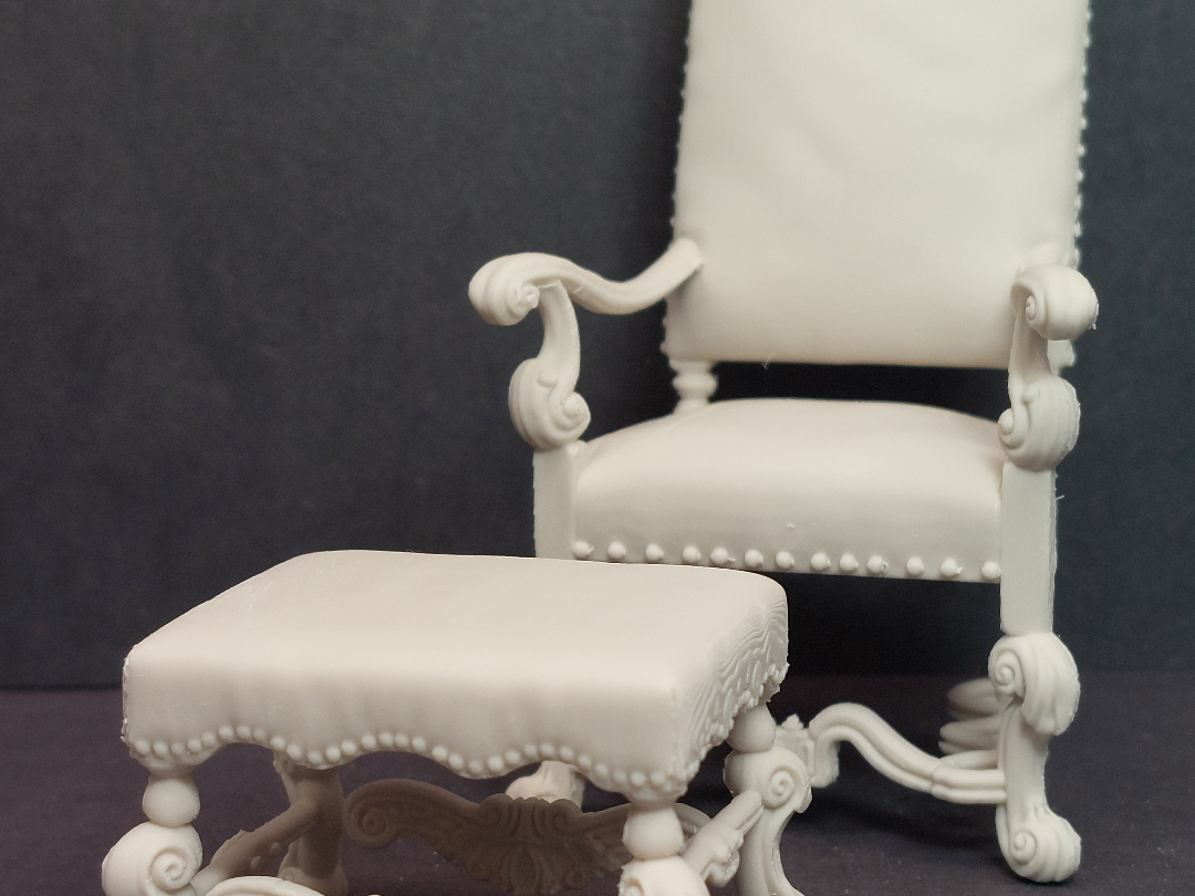 Miniature Baroque Armchair and Footstool