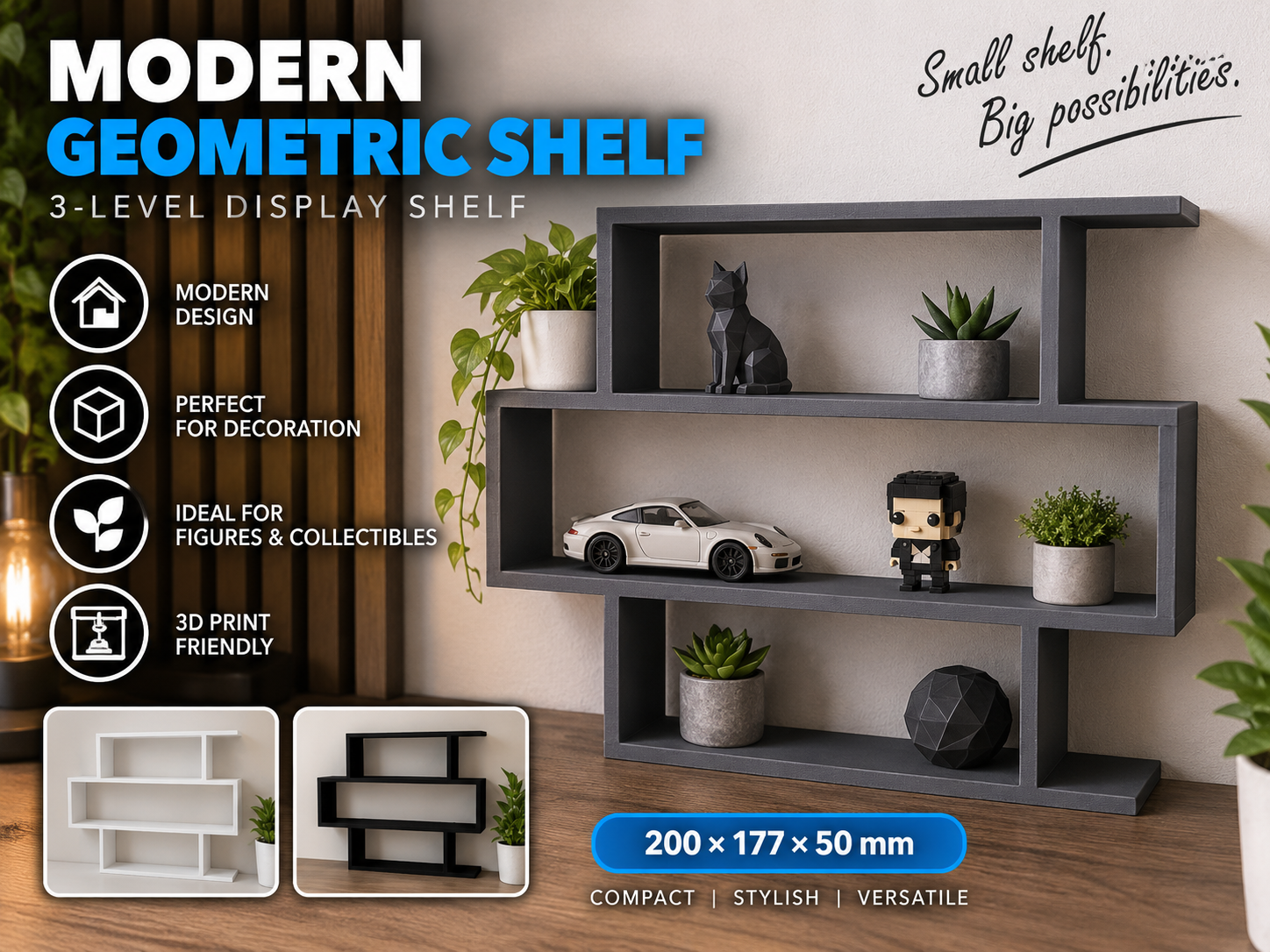 Modern Geometric Shelf – Decorative Display Shelf