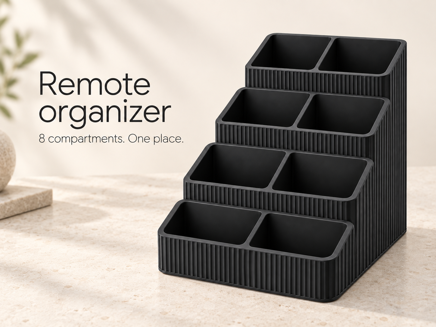Remote organizer with 8 compartments
