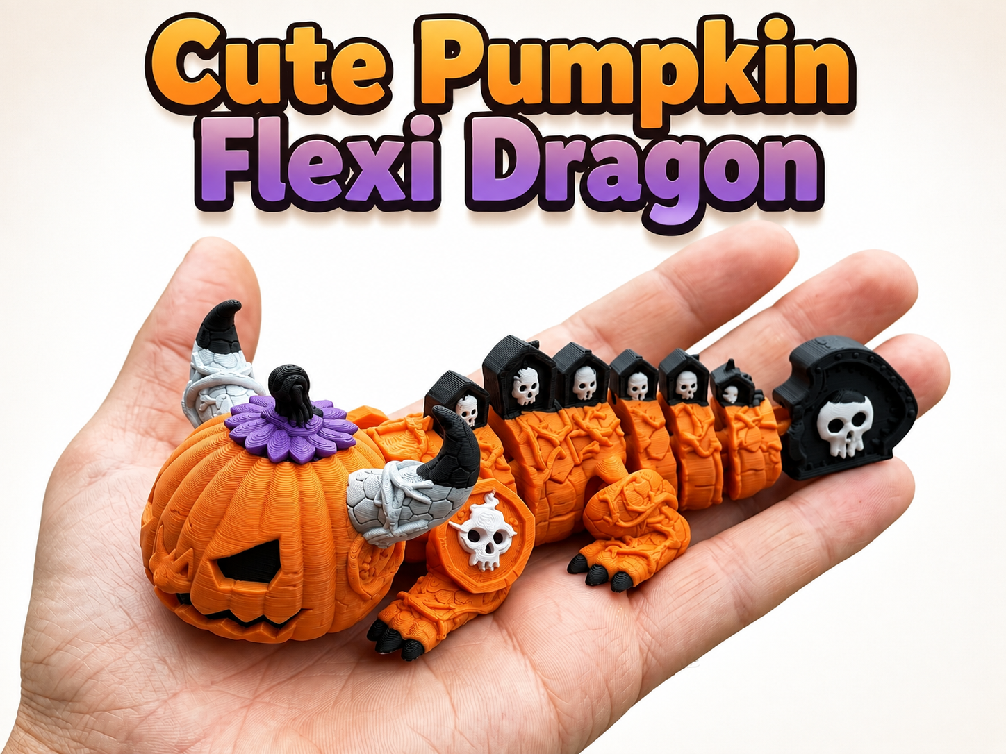 Cute Pumpkin Flexi Dragon – Halloween Toy