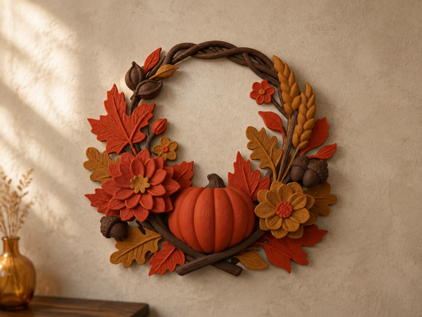 Autumn Pumpkin Wreath – Fall Wall Decor