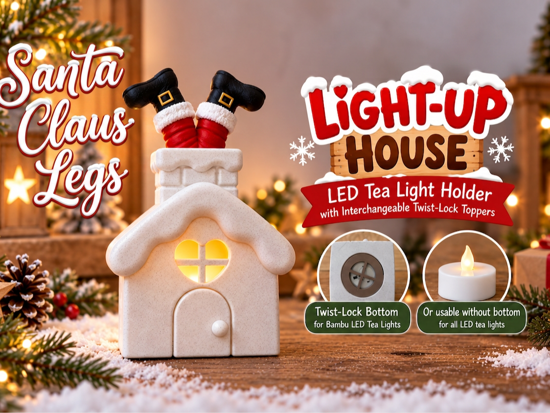 Santa Claus Stuck in Chimney Light-Up House