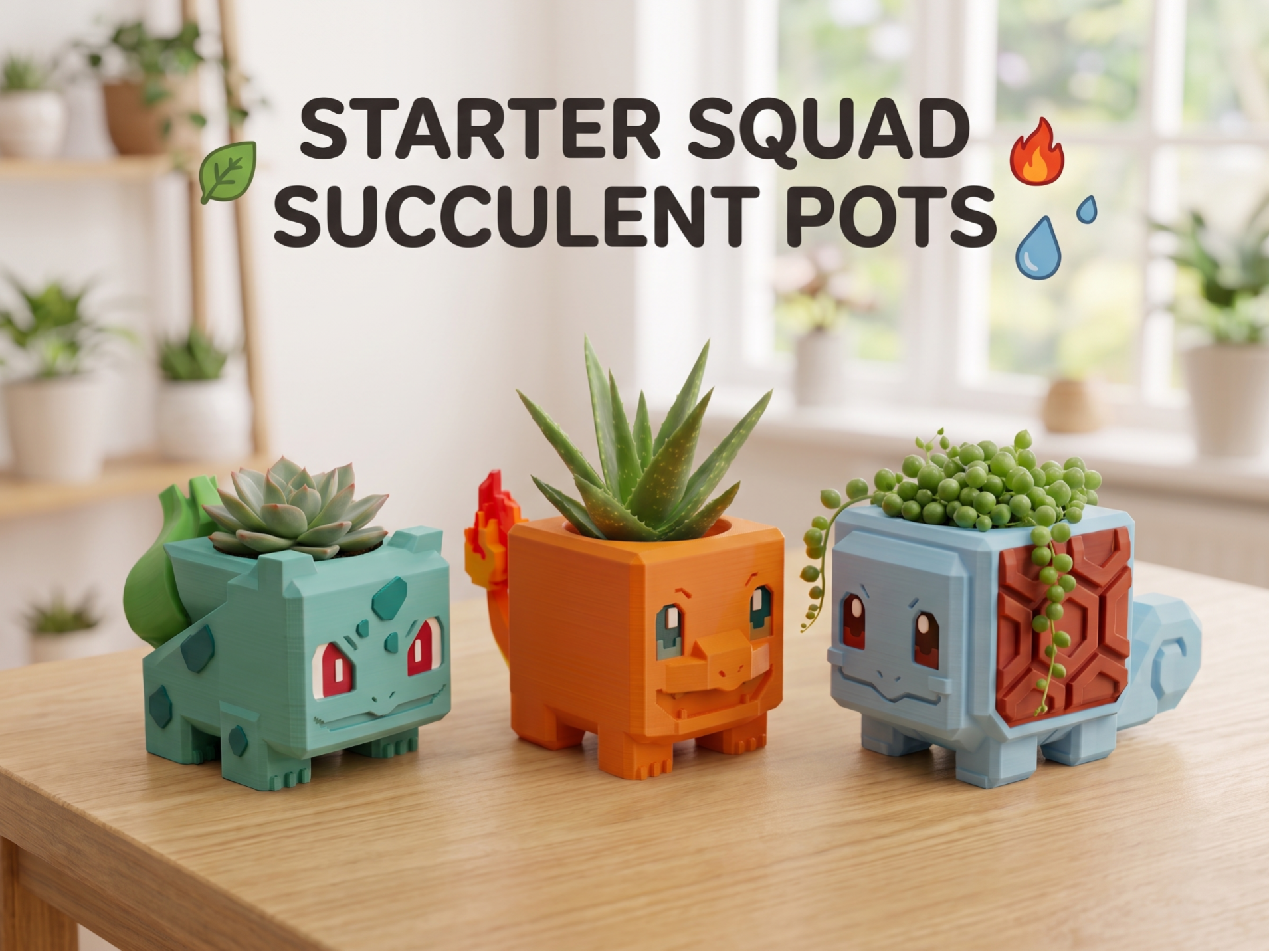 Starter Squad:Pokémon Succulent Planters (Gen1)
