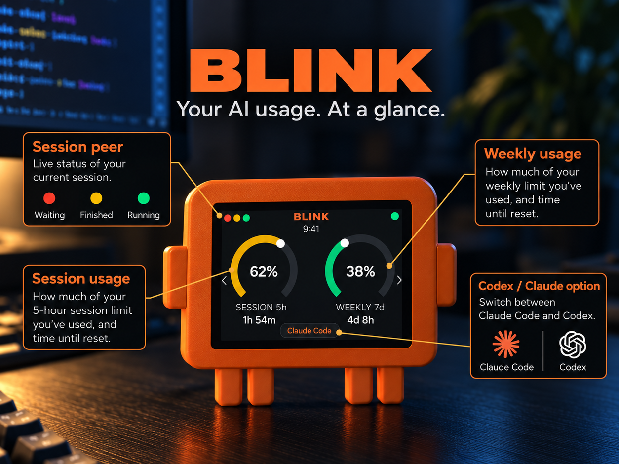 BLINK - Claude Code & Codex usage monitor