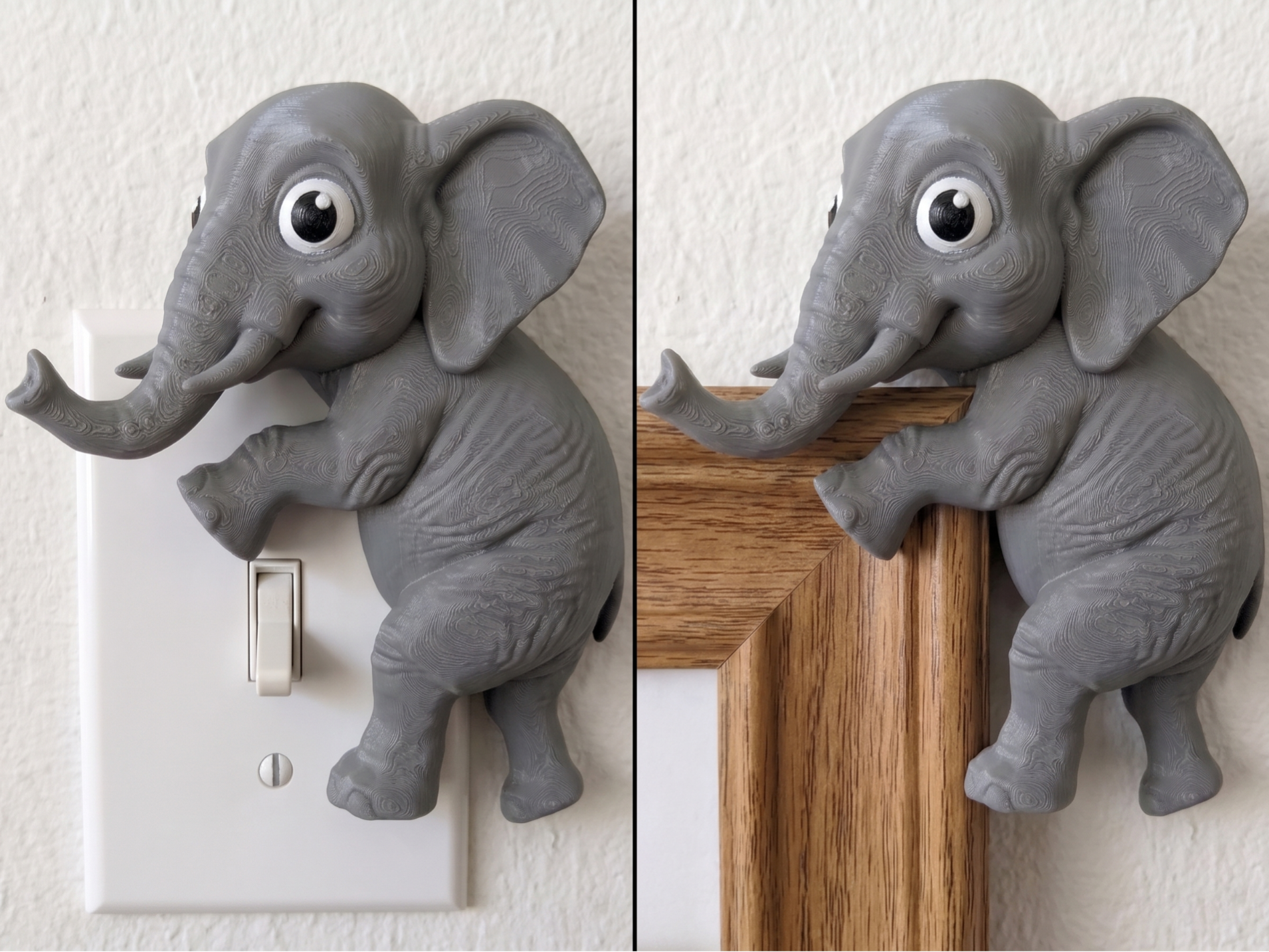 Cute Climbing Elephant Wall Decor Fast 3D Print 