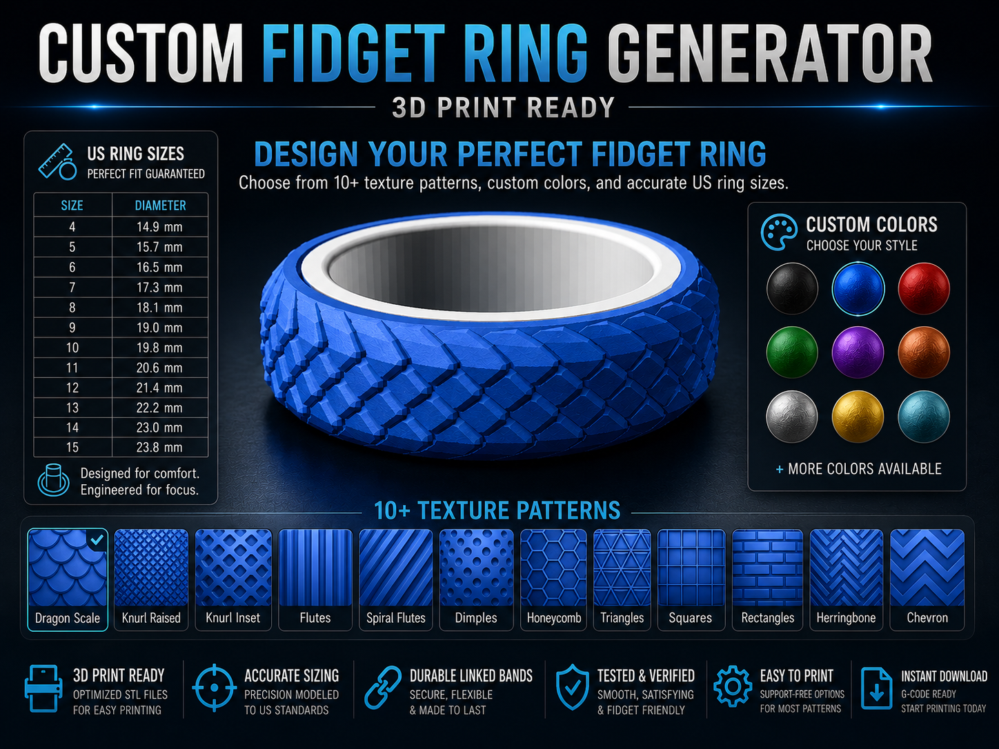Custom Parametric Fidget Ring Maker