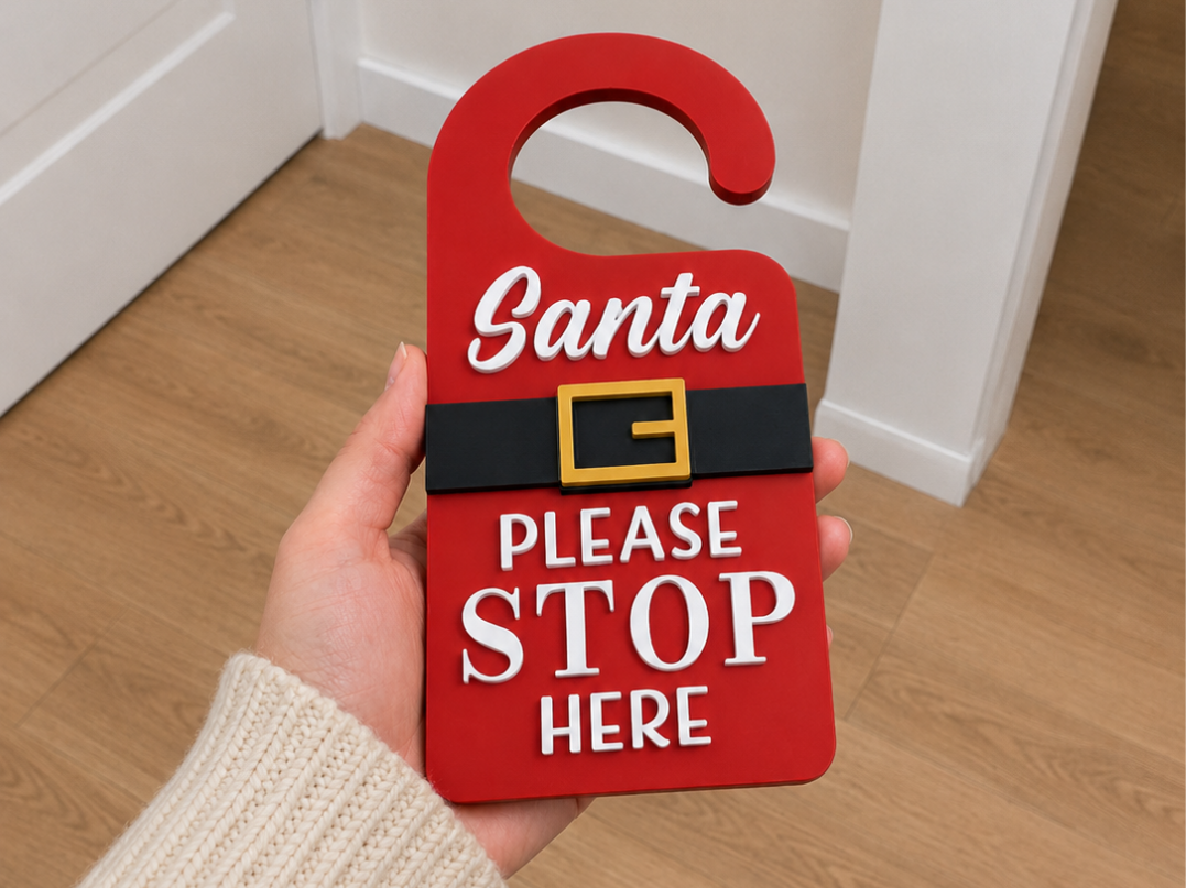 Santa Please Stop Here Christmas Door Hanger