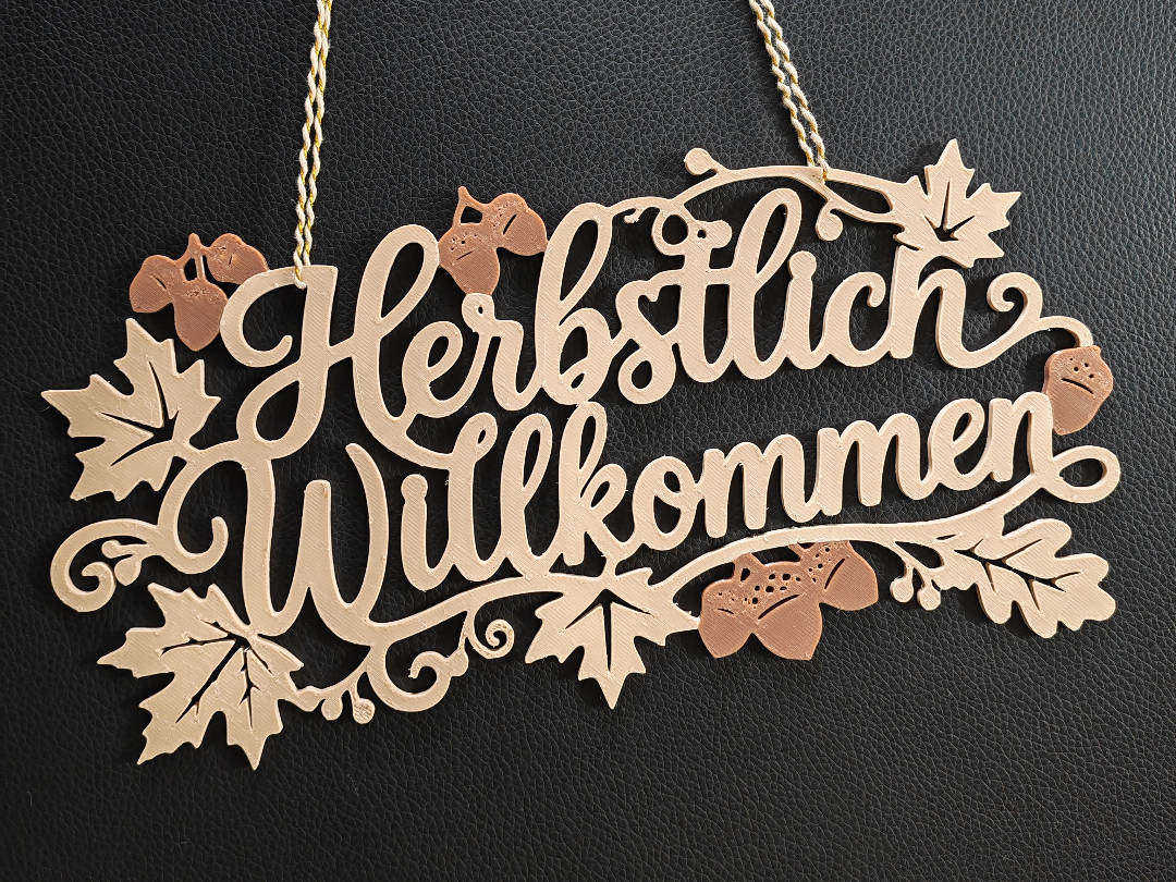 Herbstlich Wilkommen Türschild Herbst Schriftzug