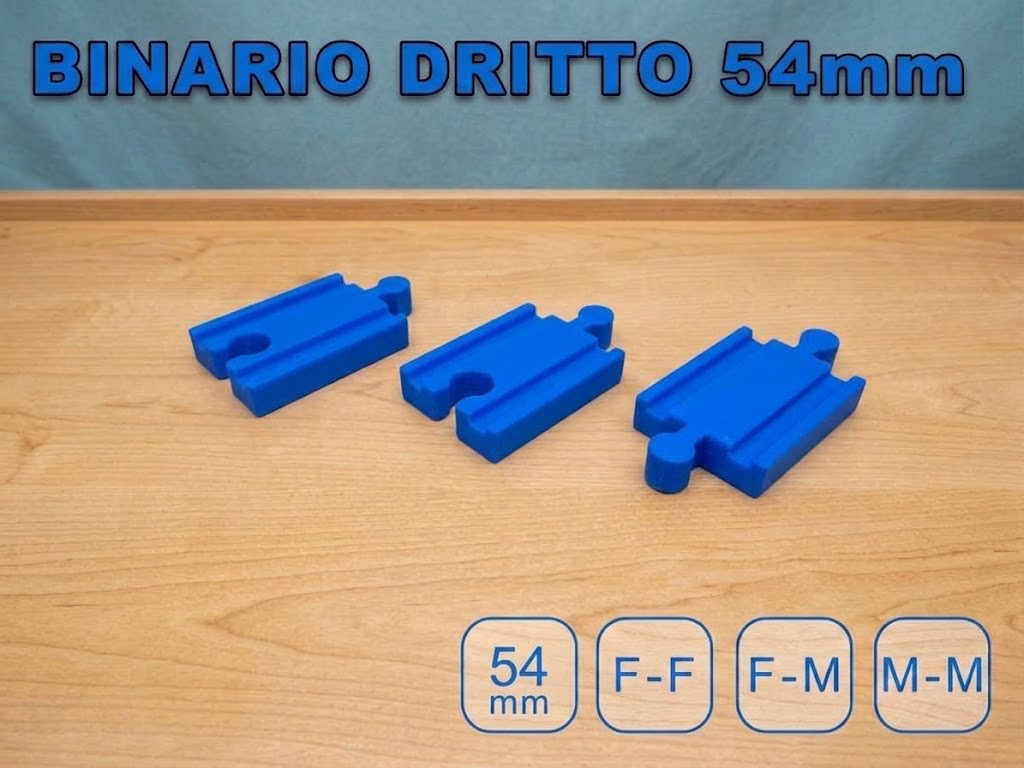Binario Dritto 54mm per Trenini in legno