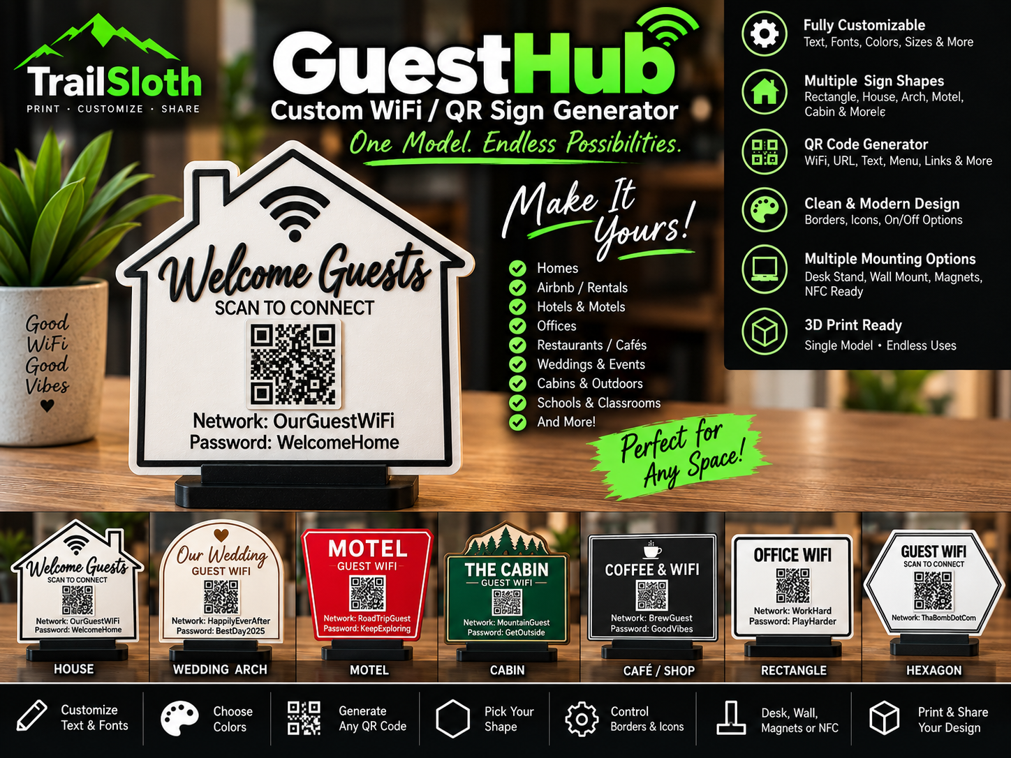 GuestHub – Custom WiFi / QR Sign Generator