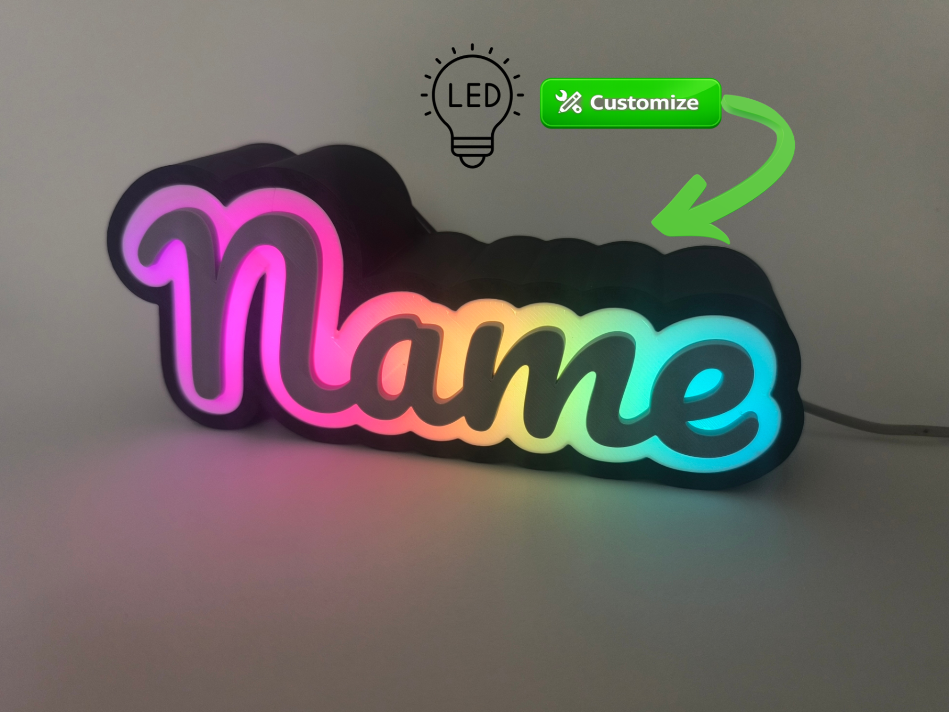 Custom LED Name Light Box β Parametric, AMS Ready