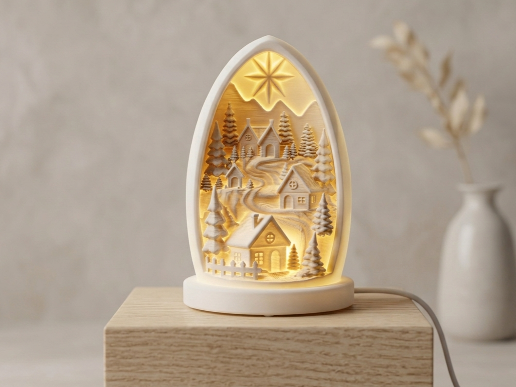 3D Wintermagie – Beleuchtetes Lithophan / Diorama