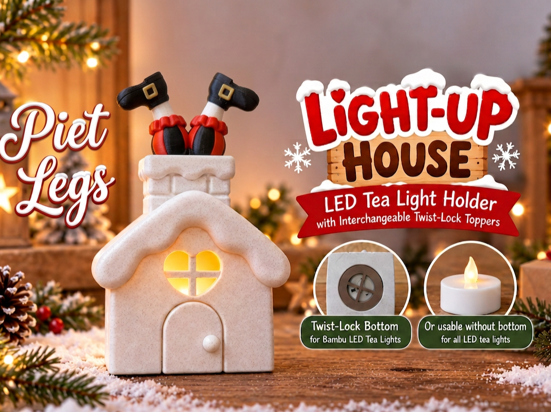 Sinterklaas Piet Stuck in Chimney Light-Up House