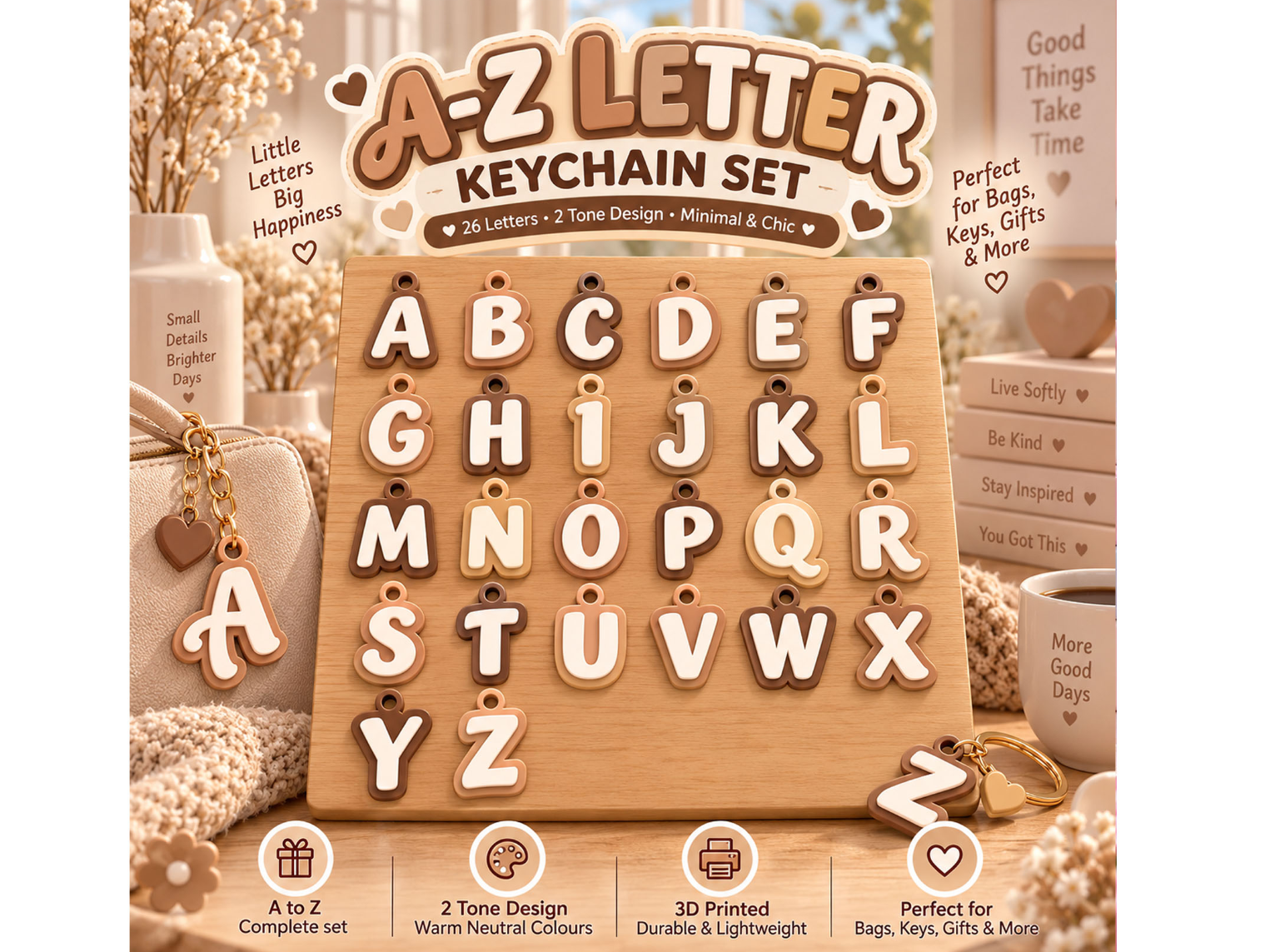 A–Z Letter Keychain Gift Bags Alphabet Charms