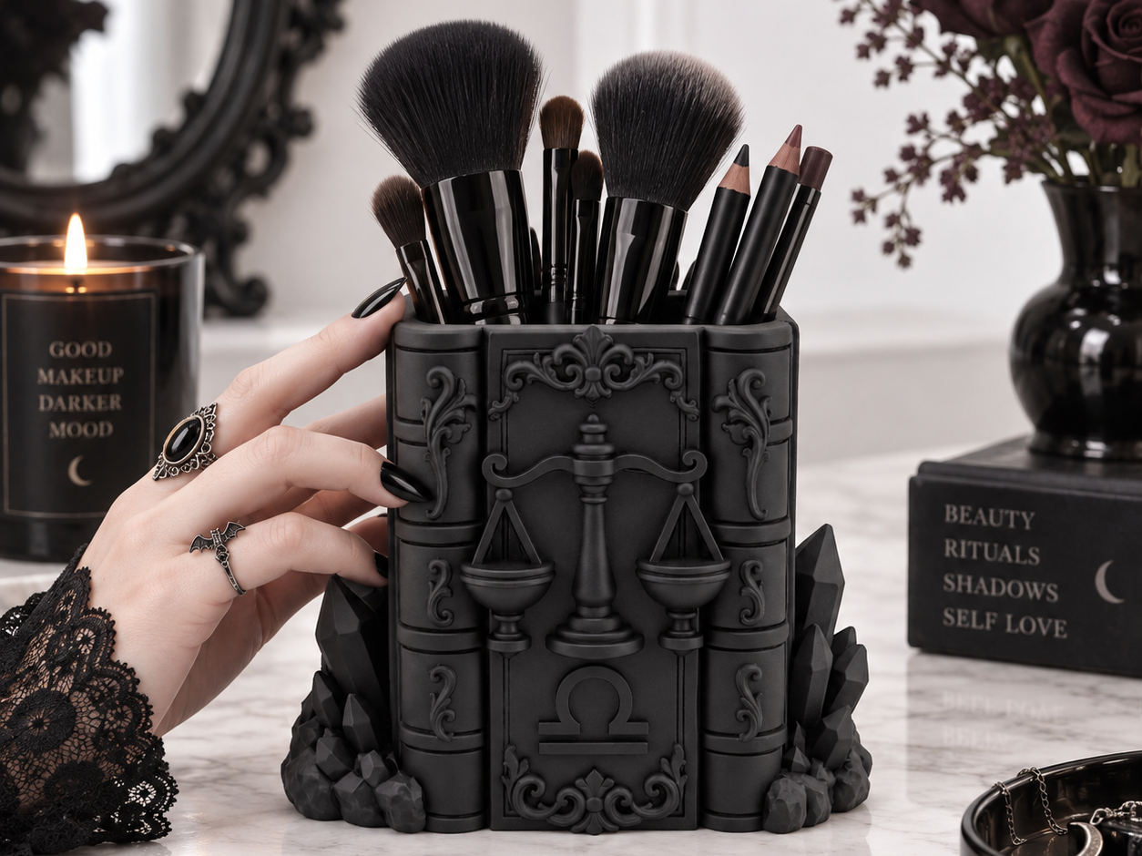 Goth Zodiac Libra Scales Brush Pen Organizer