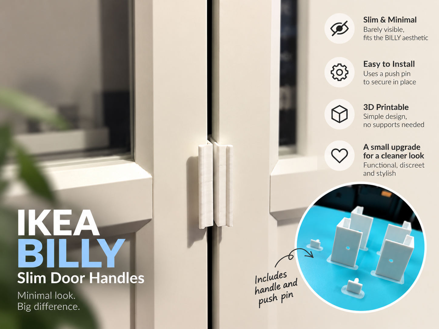 IKEA BILLY Slim Door Handles – Minimal