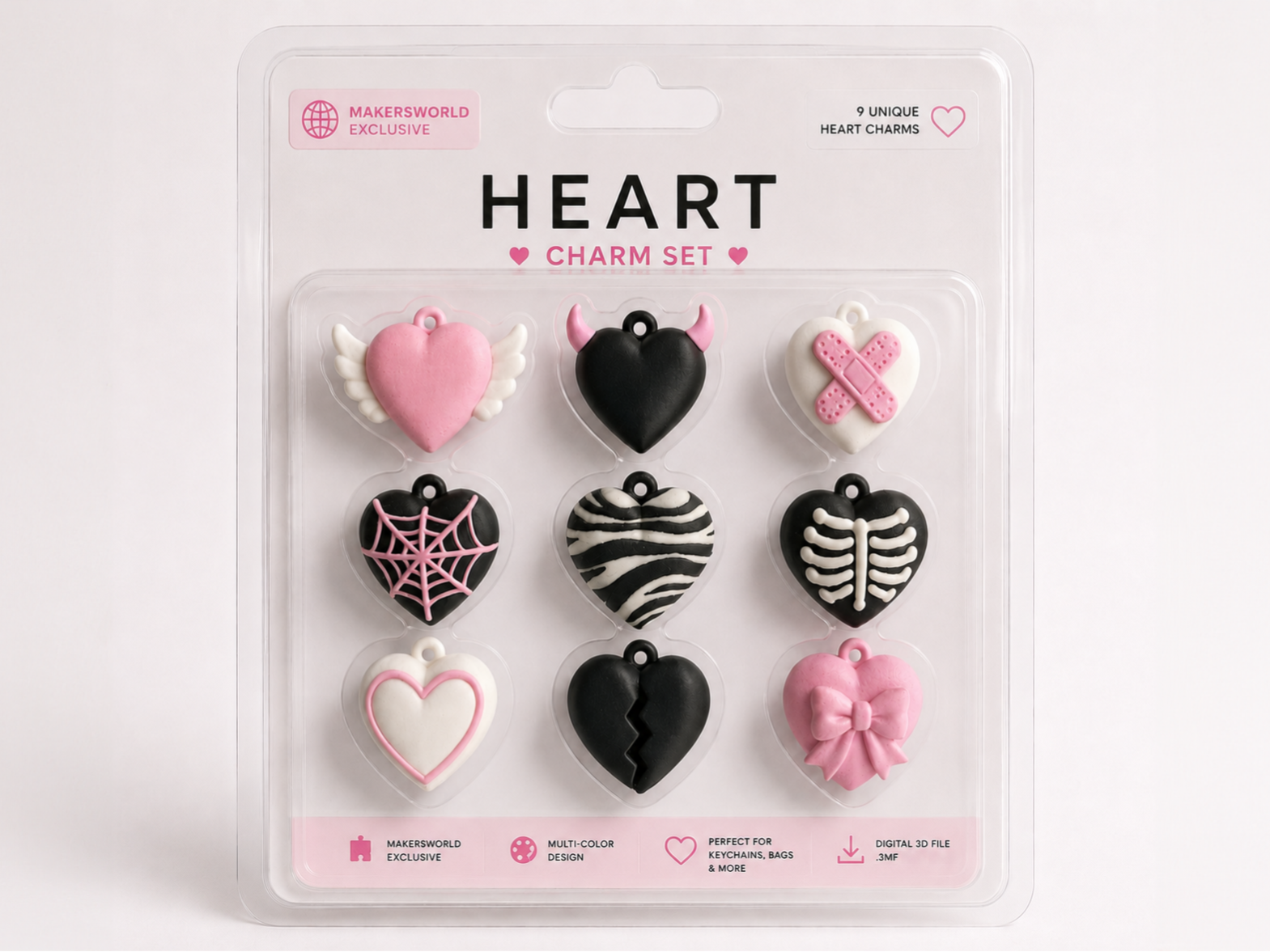 9 Heart Charms Collection