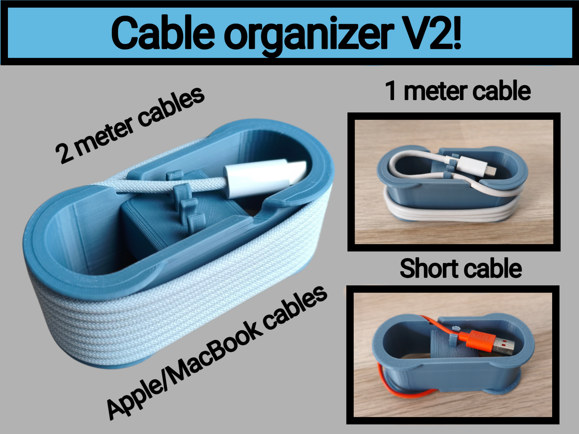 Cable organizer V2 - (Long cable compatible) - USB