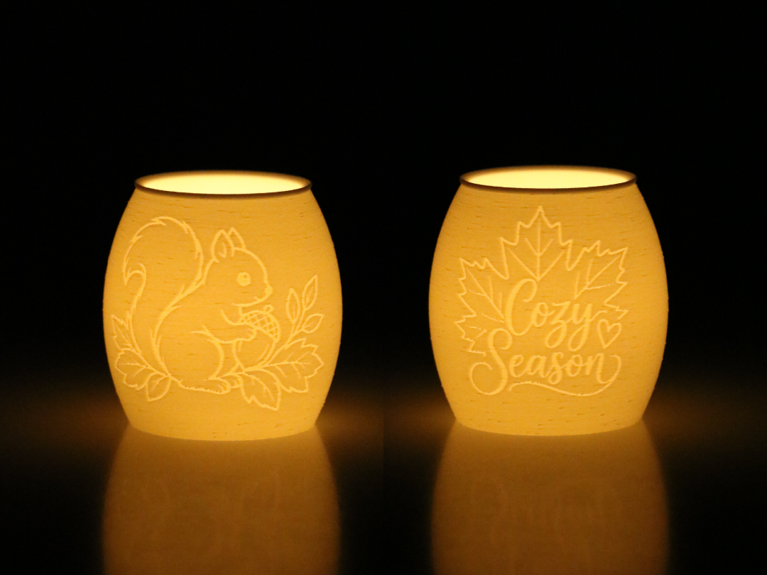 Squirrel & Cozy Season Lithophane Tealight Holder