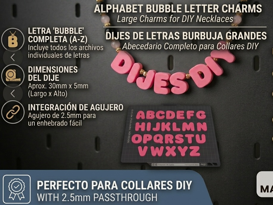 Abecedario de Letras Grandes para Dijes DIY Charms