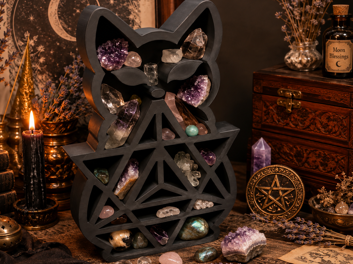 Witchy Katzenregal für Kristalle & Deko