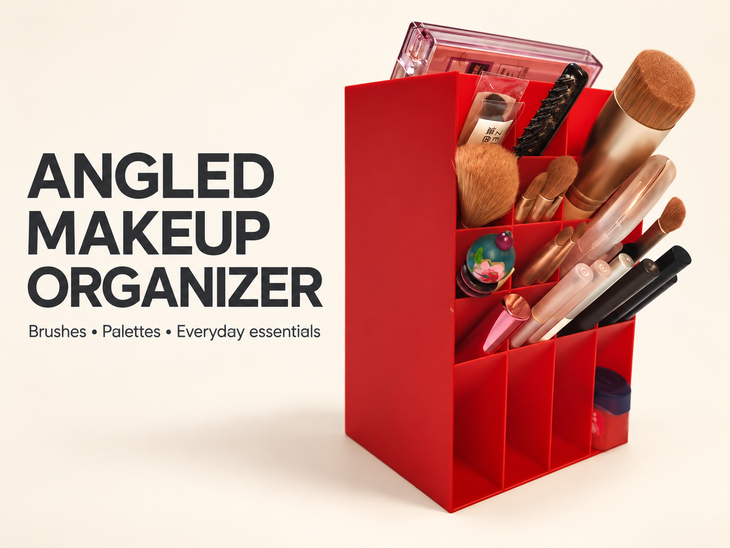 Angled Makeup Organizer – Brush & Palette Storage