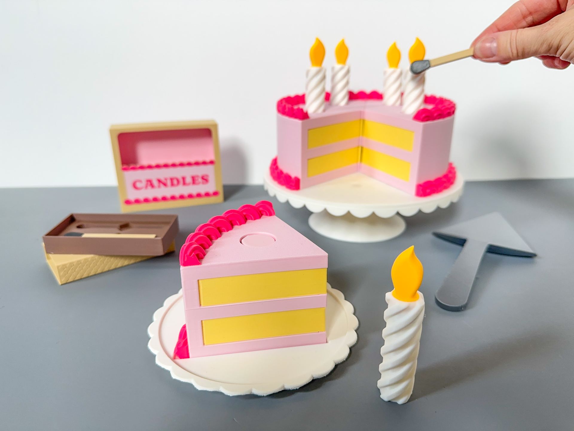 Birthday Cake Set with LED Candles & Matches