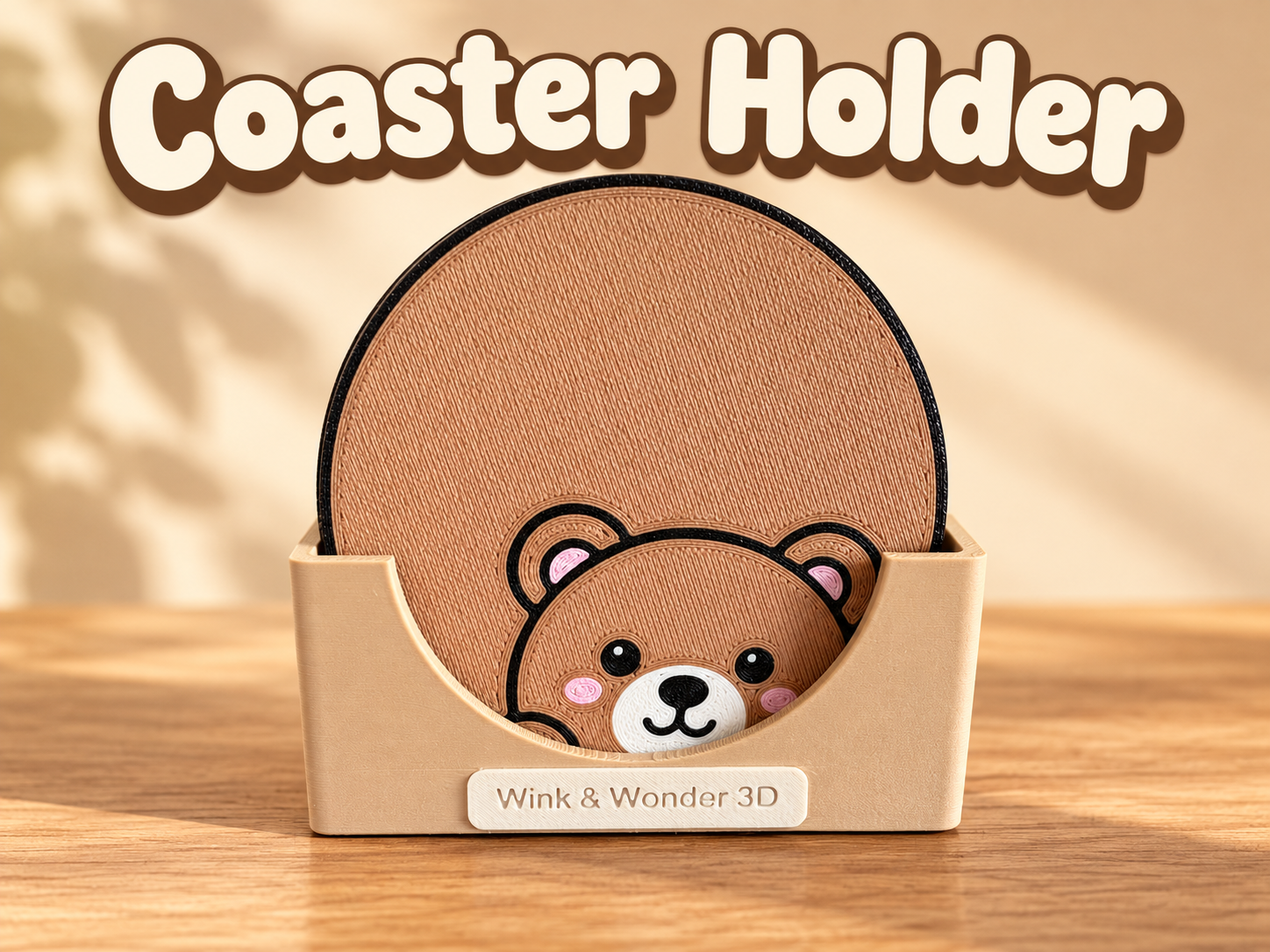 Peeking Friends Coaster Holder — Smooth & Ribbed