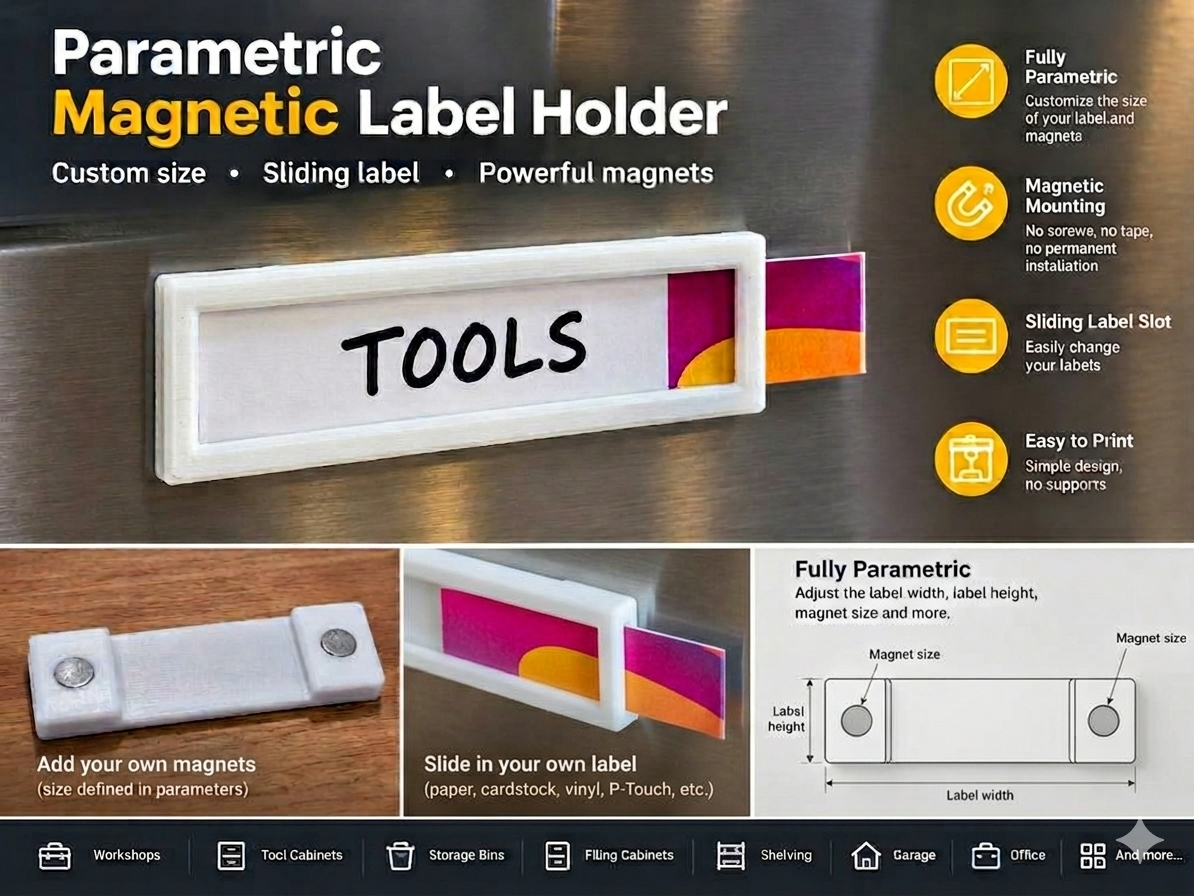 Parametric Magnetic Label Holder – Sliding Label