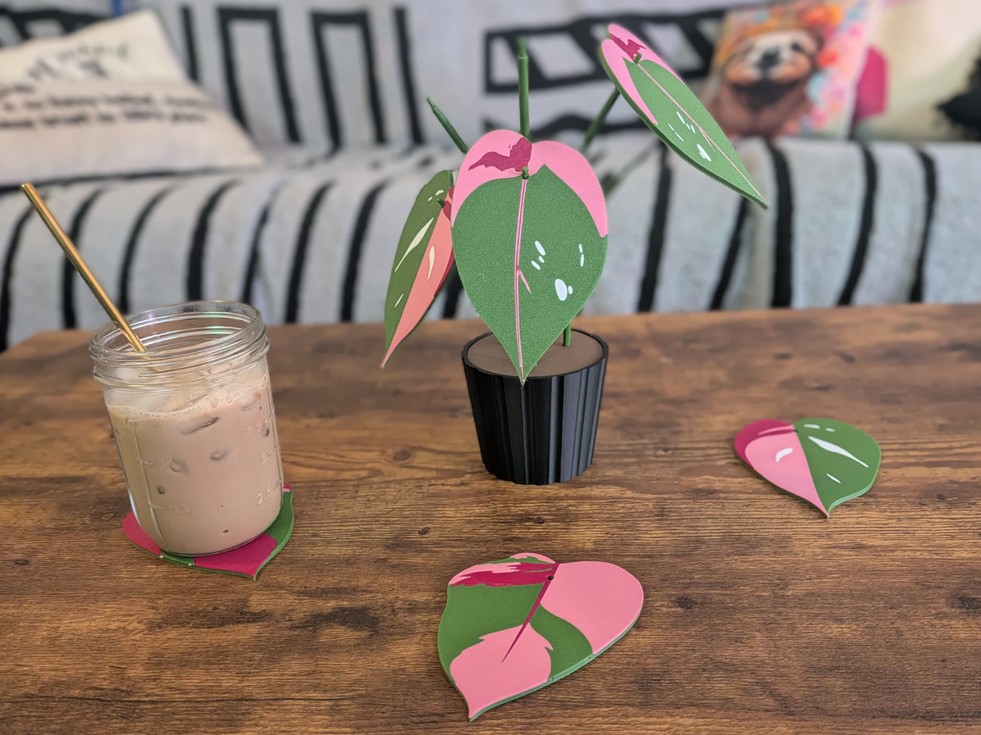 Pink Princess Philodendron Coaster Set