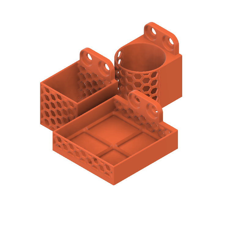 Multiboard Parametric Box, Cylinder, Gridfinity Shelf with Honeycomb Pattern