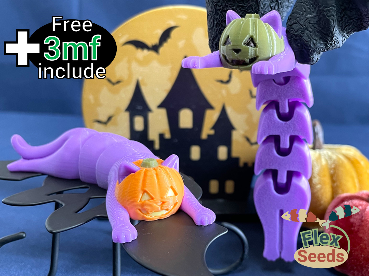 Flexi Pumpkin cat (Print-in-place)