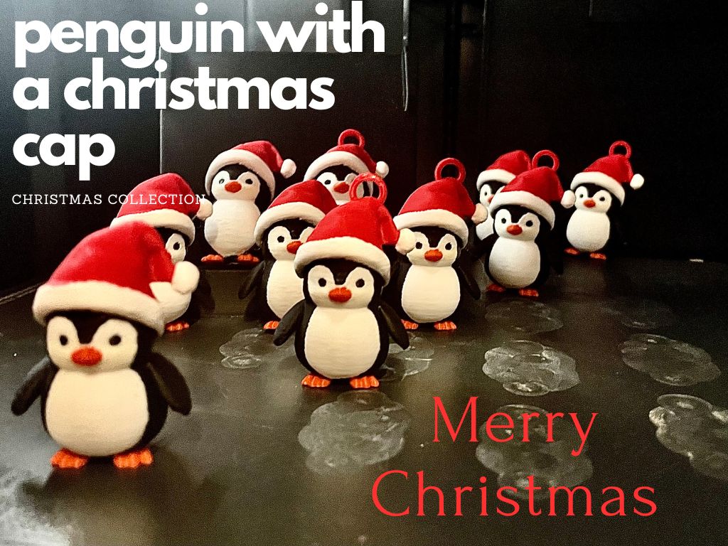 Penguin with a christmas cap