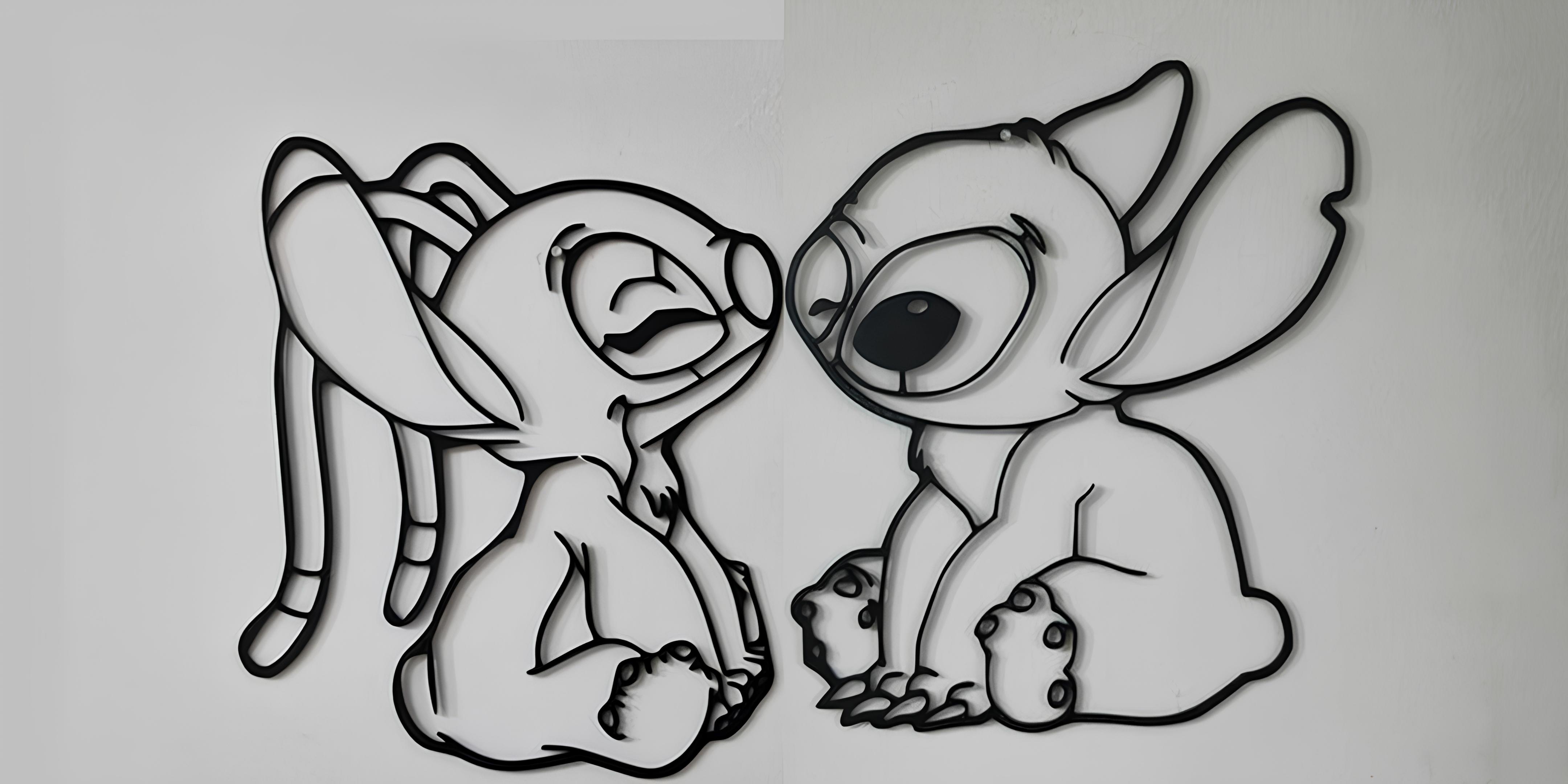 Stitch and Angel wall decoration
